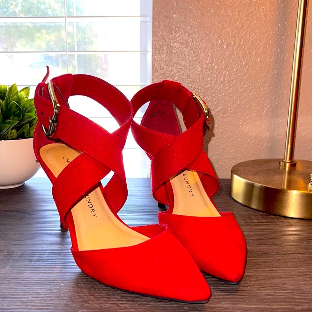 Bright Red Low Heels